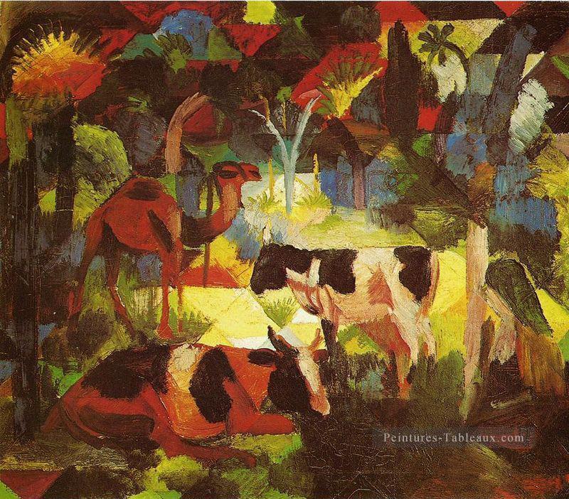 Paysage avec des vaches et des chameaux August Macke Peintures à l'huile